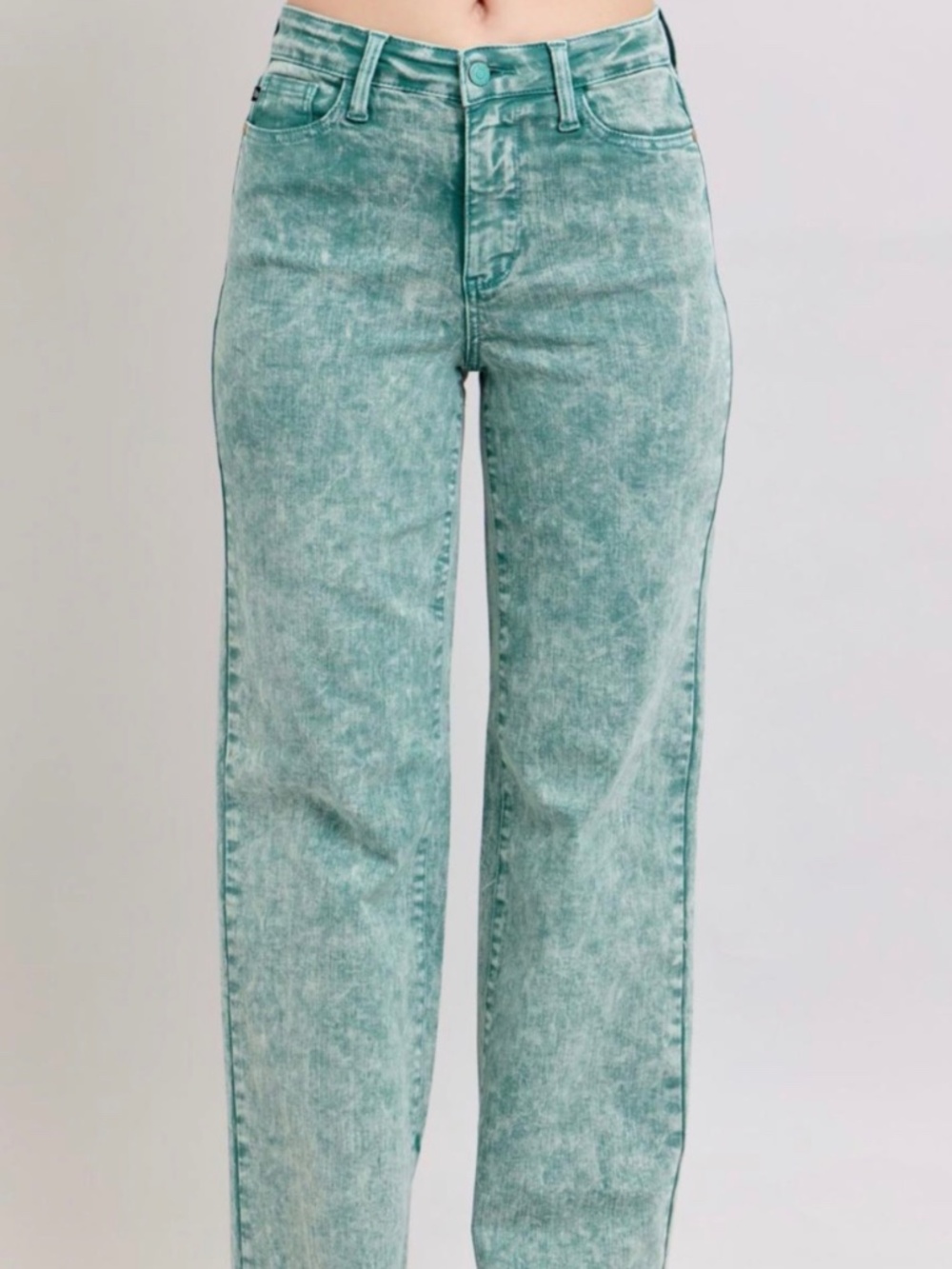 Judy Blue High Waist Garment Dyed Sea Green Dad Denim Jeans Size 7/28